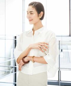 MICHEL KLEIN / ミッシェルクラン シャツ・ブラウス | ボックスシルエットハーフスリーブシアーシャツ