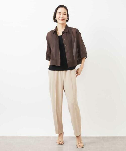 MICHEL KLEIN / ミッシェルクラン シャツ・ブラウス | ボックスシルエットハーフスリーブシアーシャツ | 詳細3