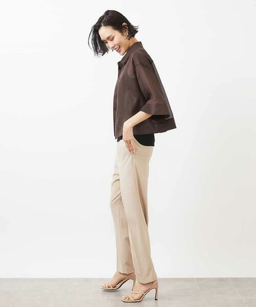 MICHEL KLEIN / ミッシェルクラン シャツ・ブラウス | ボックスシルエットハーフスリーブシアーシャツ | 詳細4