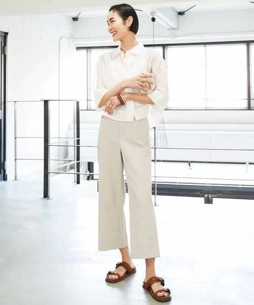 MICHEL KLEIN / ミッシェルクラン シャツ・ブラウス | ボックスシルエットハーフスリーブシアーシャツ | 詳細7