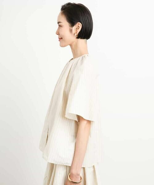 MICHEL KLEIN / ミッシェルクラン シャツ・ブラウス | [ドライタッチ]ギャザーブラウス ストライプ柄(セットアップ対応) | 詳細5