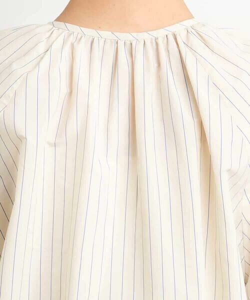 MICHEL KLEIN / ミッシェルクラン シャツ・ブラウス | [ドライタッチ]ギャザーブラウス ストライプ柄(セットアップ対応) | 詳細7