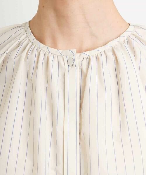 MICHEL KLEIN / ミッシェルクラン シャツ・ブラウス | [ドライタッチ]ギャザーブラウス ストライプ柄(セットアップ対応) | 詳細8