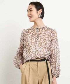 MICHEL KLEIN / ミッシェルクラン シャツ・ブラウス | [オリジナルプリント素材]レオパードプリントシアーブラウス