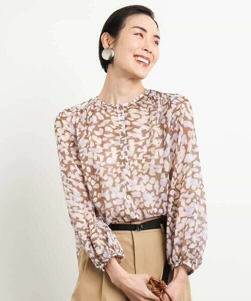 MICHEL KLEIN / ミッシェルクラン シャツ・ブラウス | [オリジナルプリント素材]レオパードプリントシアーブラウス | 詳細1