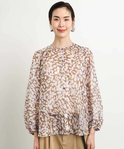 MICHEL KLEIN / ミッシェルクラン シャツ・ブラウス | [オリジナルプリント素材]レオパードプリントシアーブラウス | 詳細5