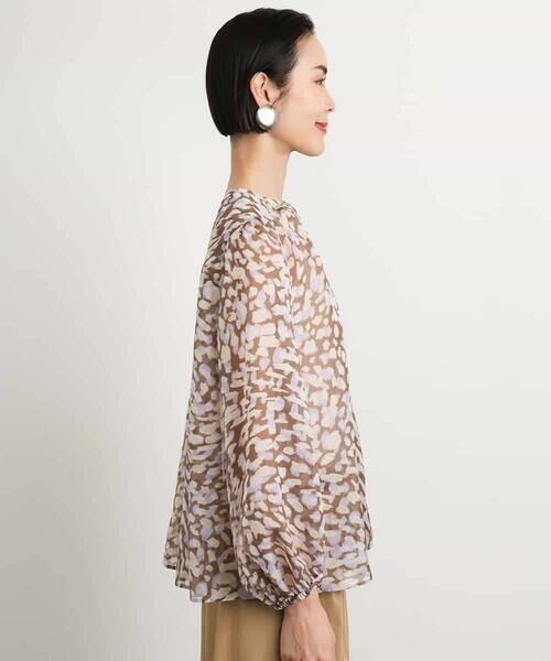 MICHEL KLEIN / ミッシェルクラン シャツ・ブラウス | [オリジナルプリント素材]レオパードプリントシアーブラウス | 詳細6