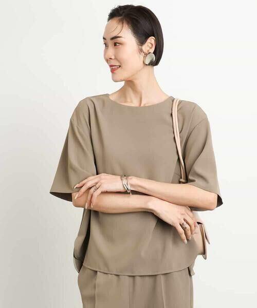 MICHEL KLEIN / ミッシェルクラン シャツ・ブラウス | [接触冷感/UVカット]クルーネック Tブラウス(セットアップ対応) | 詳細1