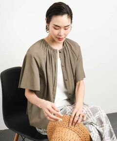 MICHEL KLEIN / ミッシェルクラン シャツ・ブラウス | [ドライタッチ]ギャザーブラウス 無地(セットアップ対応)