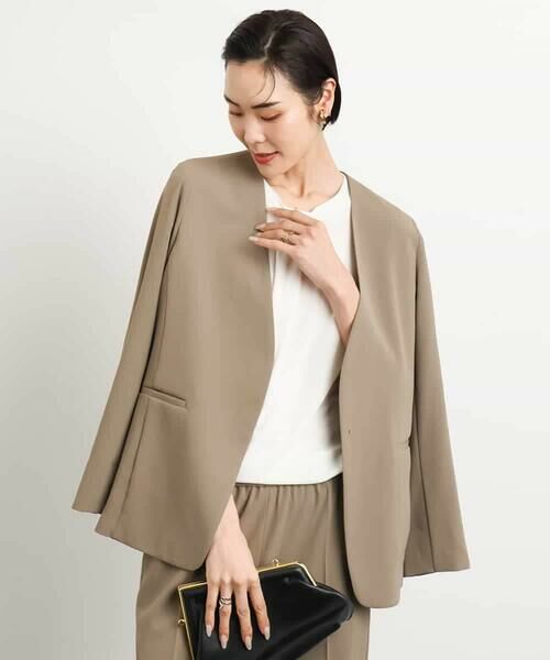 MICHEL KLEIN / ミッシェルクラン ノーカラージャケット | [接触冷感]ノーカラージャケット(セットアップ対応) | 詳細1