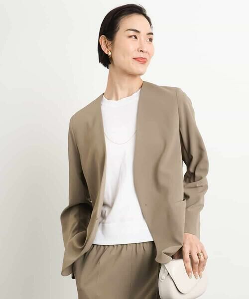 MICHEL KLEIN / ミッシェルクラン ノーカラージャケット | [接触冷感]ノーカラージャケット(セットアップ対応) | 詳細14