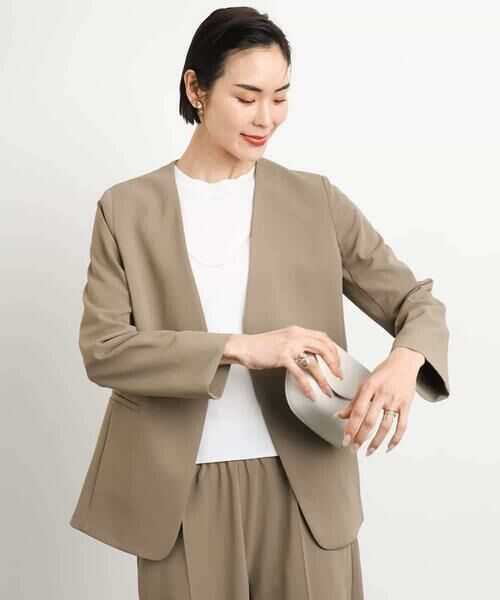 MICHEL KLEIN / ミッシェルクラン ノーカラージャケット | [接触冷感]ノーカラージャケット(セットアップ対応) | 詳細15