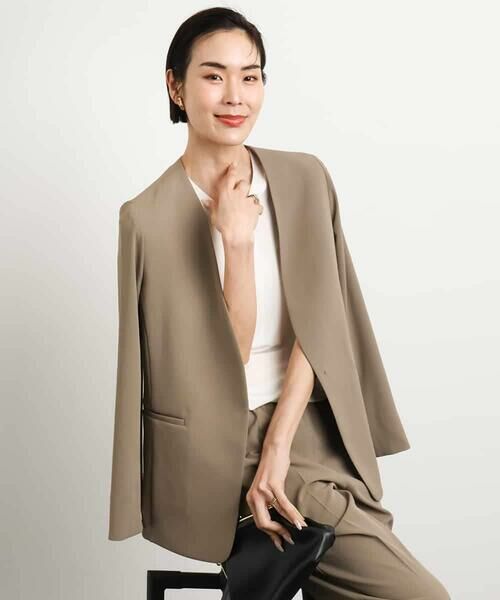 MICHEL KLEIN / ミッシェルクラン ノーカラージャケット | [接触冷感]ノーカラージャケット(セットアップ対応) | 詳細4