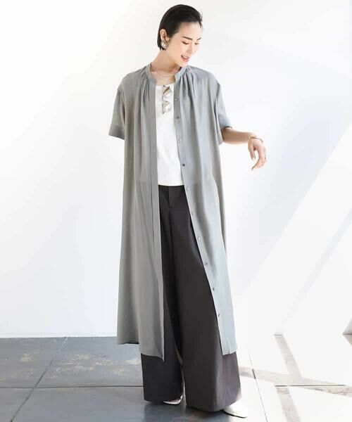 MICHEL KLEIN/ミッシェルクラン 3WAYロングシャツワンピース グレー M MICHEL KLEIN/ミッシェルクラン 3WAYロングシャツワンピース グレー M