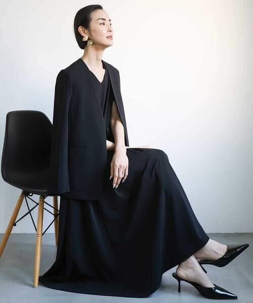 MICHEL KLEIN / ミッシェルクラン ロング・マキシ丈ワンピース | [接触冷感/UVカット]Vネックフレアワンピース(セットアップ対応) | 詳細10