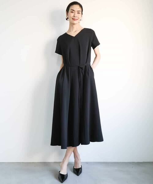 MICHEL KLEIN / ミッシェルクラン ロング・マキシ丈ワンピース | [接触冷感/UVカット]Vネックフレアワンピース(セットアップ対応) | 詳細14