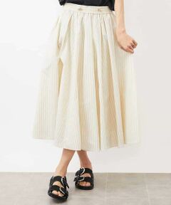 MICHEL KLEIN / ミッシェルクラン ロング・マキシ丈スカート | [ドライタッチ]スピンドルギャザースカート ストライプ柄(セットアップ対応)