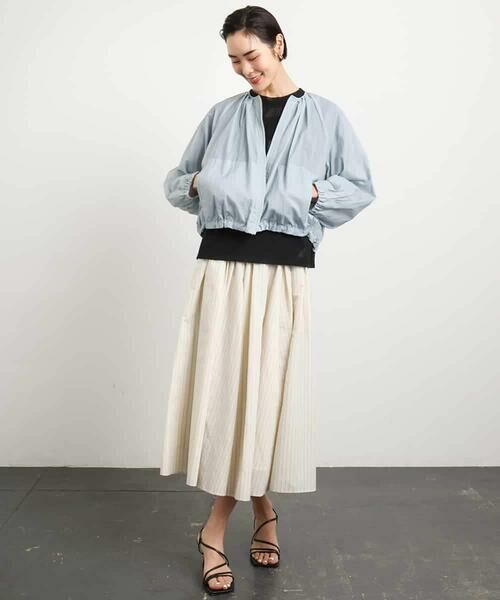 MICHEL KLEIN / ミッシェルクラン ロング・マキシ丈スカート | [ドライタッチ]スピンドルギャザースカート ストライプ柄(セットアップ対応) | 詳細18