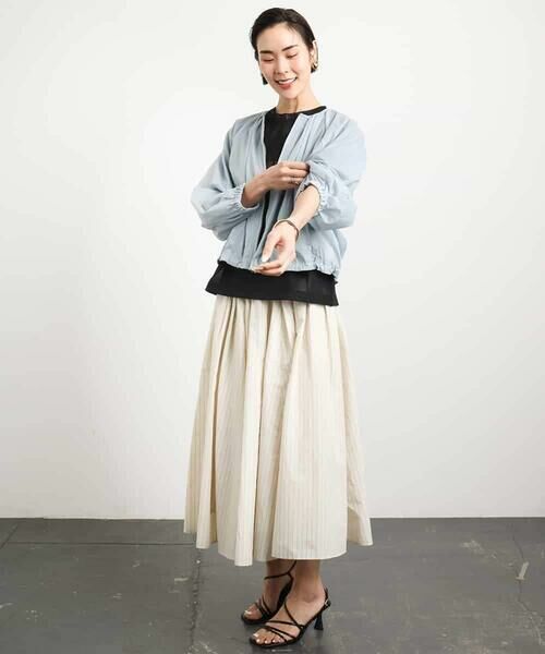 MICHEL KLEIN / ミッシェルクラン ロング・マキシ丈スカート | [ドライタッチ]スピンドルギャザースカート ストライプ柄(セットアップ対応) | 詳細19