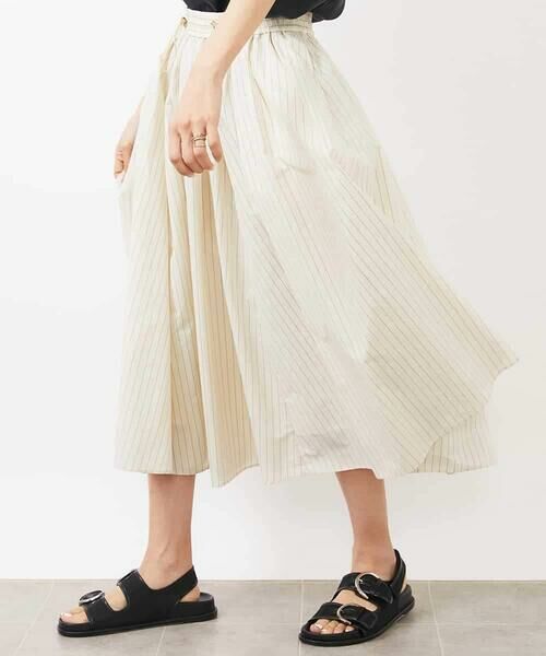 MICHEL KLEIN / ミッシェルクラン ロング・マキシ丈スカート | [ドライタッチ]スピンドルギャザースカート ストライプ柄(セットアップ対応) | 詳細7