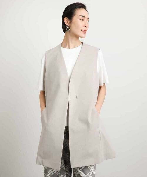 MICHEL KLEIN / ミッシェルクラン ベスト | ベルト付きノーカラージレ | 詳細1