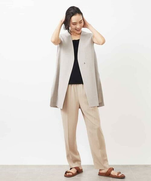 MICHEL KLEIN / ミッシェルクラン ベスト | ベルト付きノーカラージレ | 詳細10