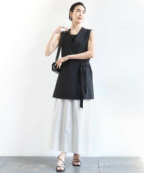 MICHEL KLEIN / ミッシェルクラン ベスト | ベルト付きノーカラージレ | 詳細13