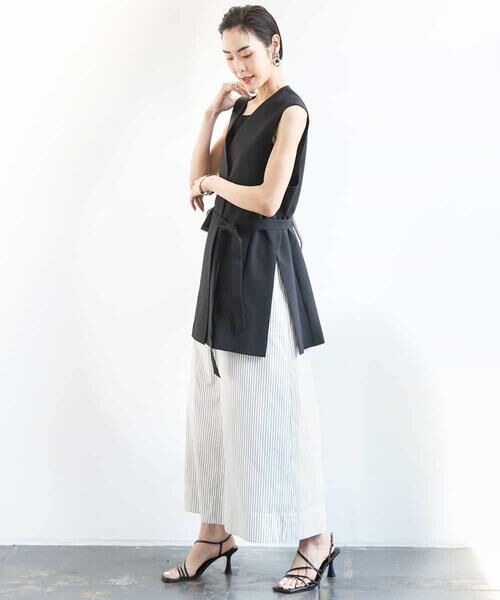 MICHEL KLEIN / ミッシェルクラン ベスト | ベルト付きノーカラージレ | 詳細14