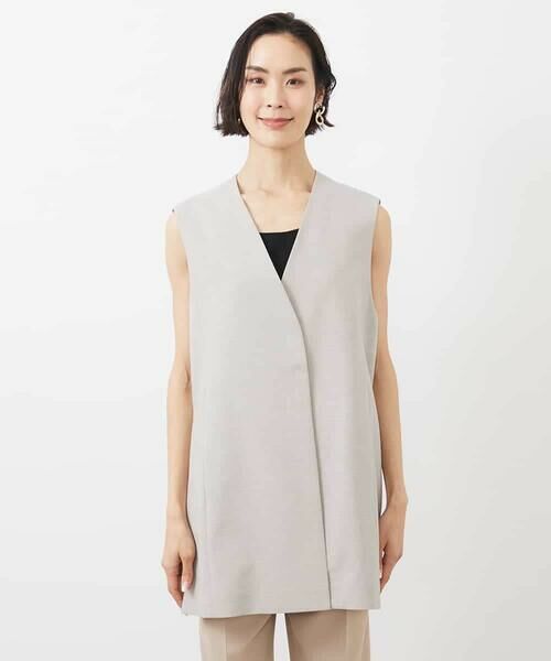 MICHEL KLEIN / ミッシェルクラン ベスト | ベルト付きノーカラージレ | 詳細15