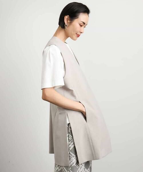 MICHEL KLEIN / ミッシェルクラン ベスト | ベルト付きノーカラージレ | 詳細2