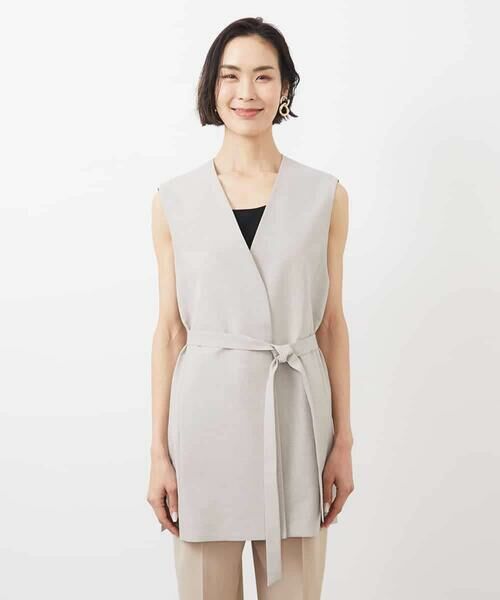 MICHEL KLEIN / ミッシェルクラン ベスト | ベルト付きノーカラージレ | 詳細25