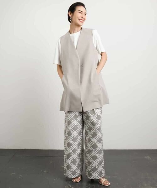 MICHEL KLEIN / ミッシェルクラン ベスト | ベルト付きノーカラージレ | 詳細3