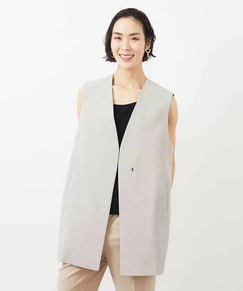 MICHEL KLEIN / ミッシェルクラン ベスト | ベルト付きノーカラージレ | 詳細5