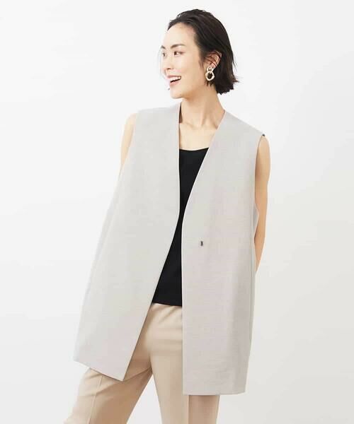 MICHEL KLEIN / ミッシェルクラン ベスト | ベルト付きノーカラージレ | 詳細6