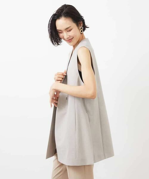 MICHEL KLEIN / ミッシェルクラン ベスト | ベルト付きノーカラージレ | 詳細8