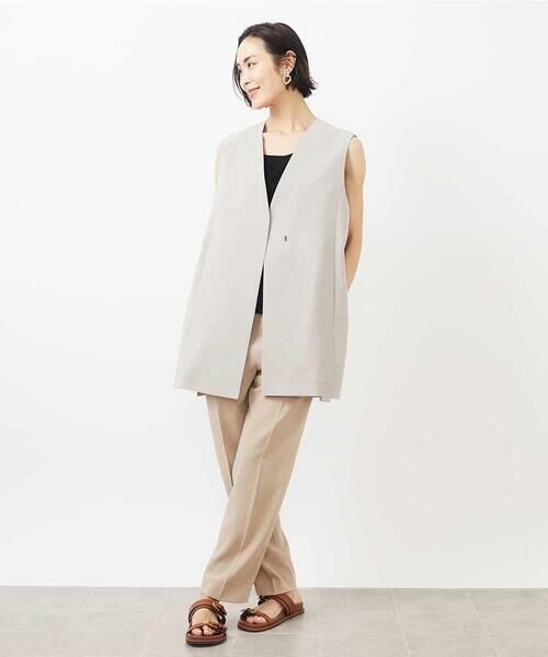 MICHEL KLEIN / ミッシェルクラン ベスト | ベルト付きノーカラージレ | 詳細9