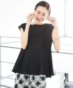 MICHEL KLEIN / ミッシェルクラン カットソー | [WEB限定/接触冷感]フレンチスリーブペプラムカットソー