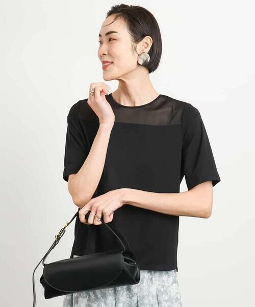 MICHEL KLEIN / ミッシェルクラン カットソー | [通勤]シアー切替ブラウソー | 詳細1