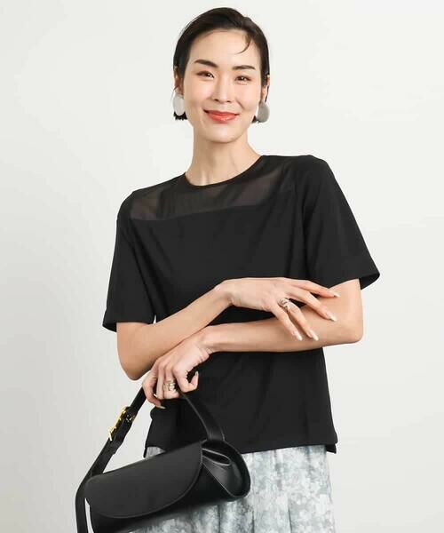 MICHEL KLEIN / ミッシェルクラン カットソー | [通勤]シアー切替ブラウソー | 詳細2