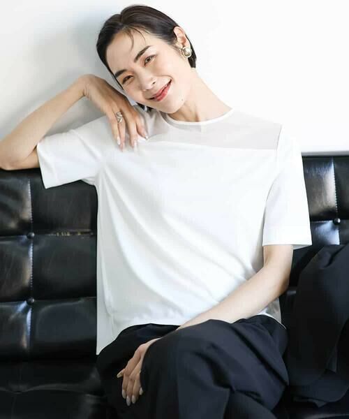 MICHEL KLEIN / ミッシェルクラン カットソー | [通勤]シアー切替ブラウソー | 詳細6