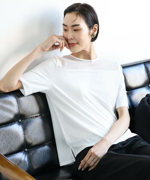 MICHEL KLEIN / ミッシェルクラン カットソー | [通勤]シアー切替ブラウソー | 詳細7