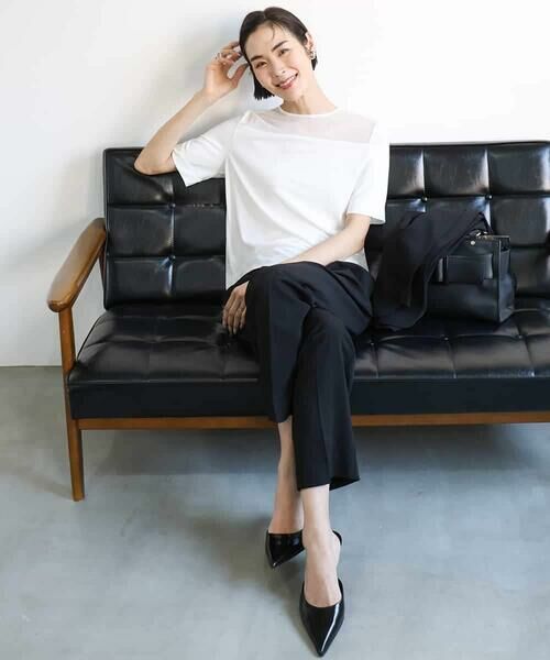 MICHEL KLEIN / ミッシェルクラン カットソー | [通勤]シアー切替ブラウソー | 詳細9