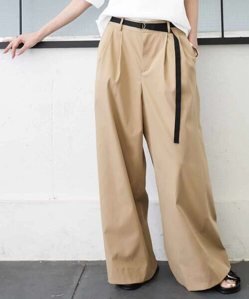 MICHEL KLEIN/ミッシェルクラン タックワイドチノパンツ ベージュ L MICHEL KLEIN/ミッシェルクラン タックワイドチノパンツ ベージュ L