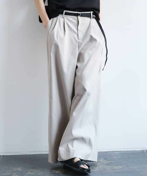 MICHEL KLEIN/ミッシェルクラン タックワイドチノパンツ ライトグレー M MICHEL KLEIN/ミッシェルクラン タックワイドチノパンツ ライトグレー M