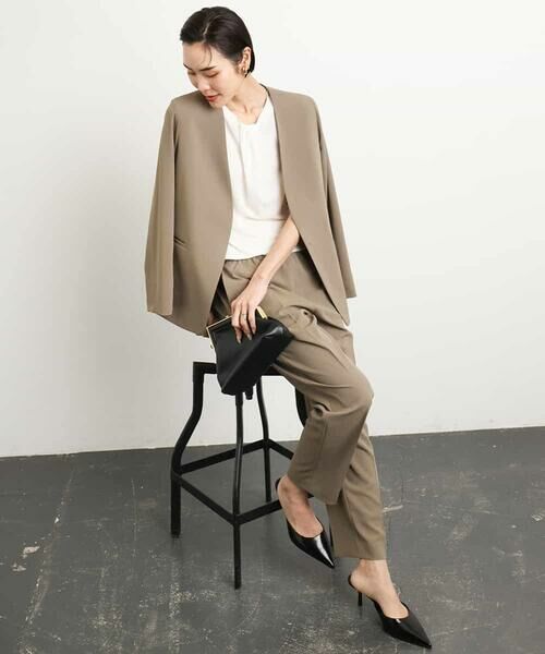 MICHEL KLEIN / ミッシェルクラン チノ・ワークパンツ | [接触冷感/UVカット]テーパードコージーパンツ(セットアップ対応) | 詳細19