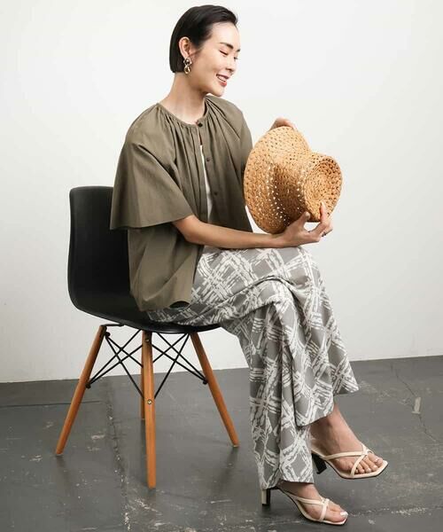 MICHEL KLEIN / ミッシェルクラン その他パンツ | [オリジナルプリント]ドローイングチェックワイドパンツ | 詳細15