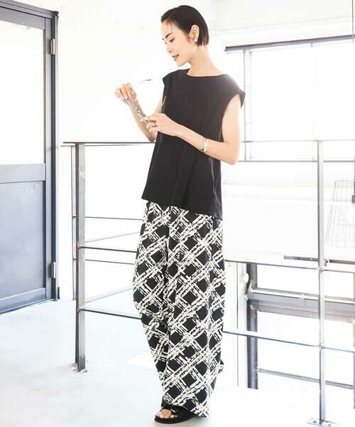 MICHEL KLEIN / ミッシェルクラン その他パンツ | [オリジナルプリント]ドローイングチェックワイドパンツ | 詳細18