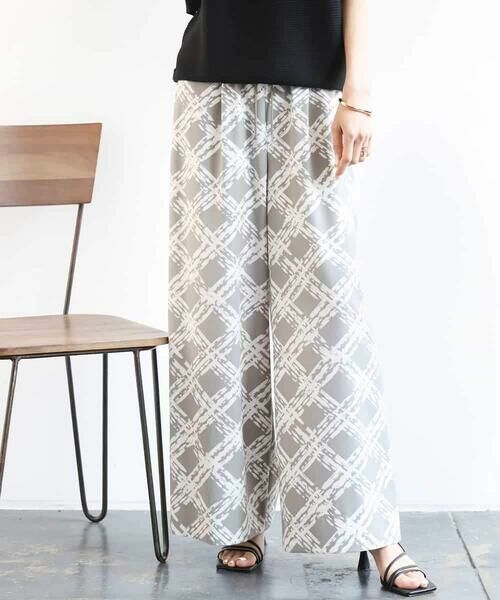 MICHEL KLEIN / ミッシェルクラン その他パンツ | [オリジナルプリント]ドローイングチェックワイドパンツ | 詳細2