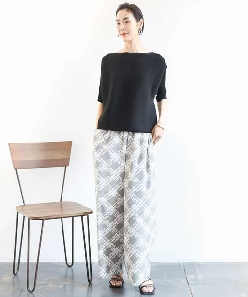 MICHEL KLEIN / ミッシェルクラン その他パンツ | [オリジナルプリント]ドローイングチェックワイドパンツ | 詳細4