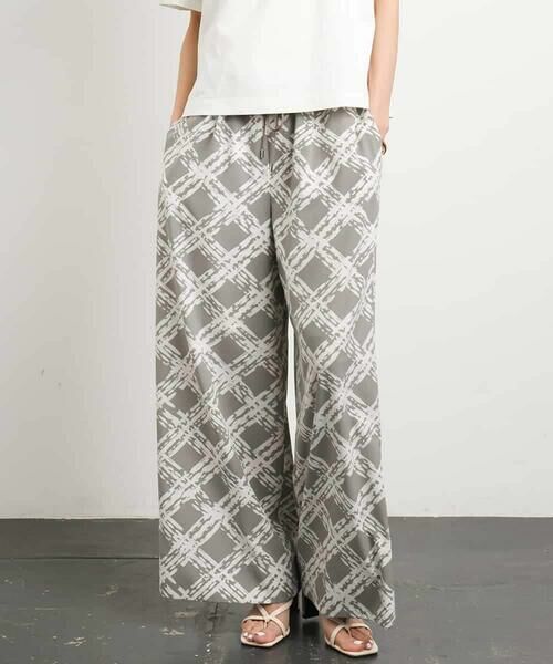 MICHEL KLEIN / ミッシェルクラン その他パンツ | [オリジナルプリント]ドローイングチェックワイドパンツ | 詳細6